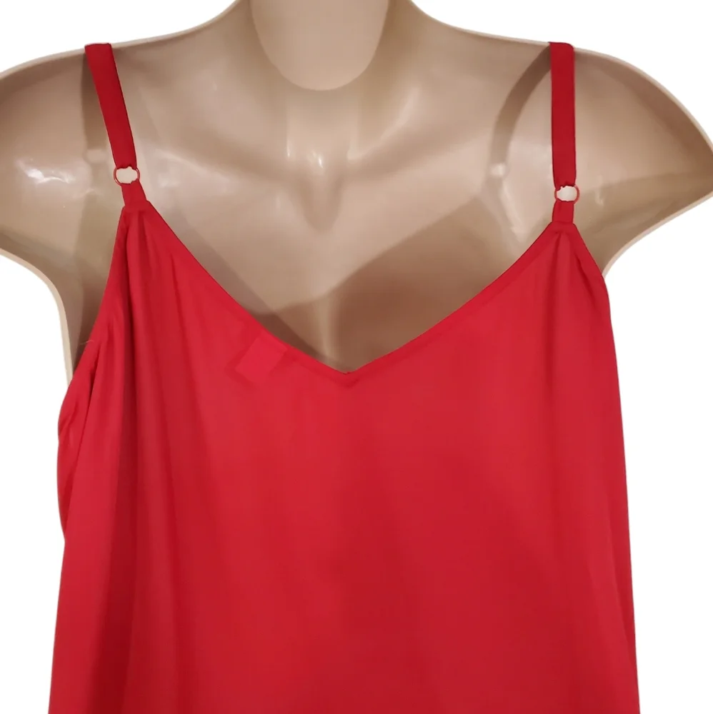 Torrid Georgette Diagonal Ruffle Front Cami Adjustable Straps Pre-Owned Sz 4 Red - Picture 10 of 13